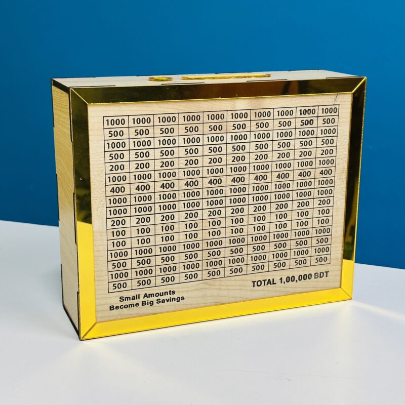 Wooden Money Savings Box 100000 BDT Challenge